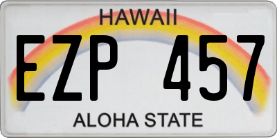 HI license plate EZP457