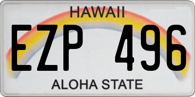 HI license plate EZP496