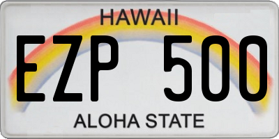 HI license plate EZP500