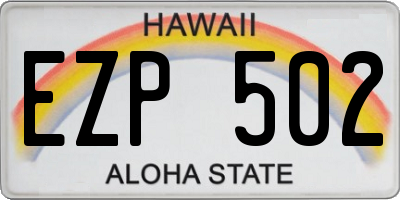 HI license plate EZP502