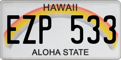 HI license plate EZP533