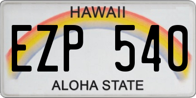 HI license plate EZP540