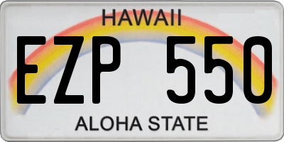 HI license plate EZP550