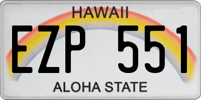 HI license plate EZP551