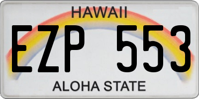 HI license plate EZP553