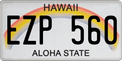 HI license plate EZP560