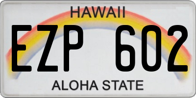 HI license plate EZP602