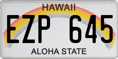 HI license plate EZP645