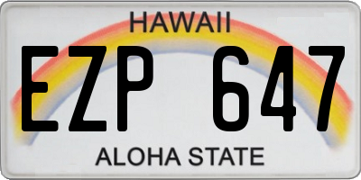 HI license plate EZP647