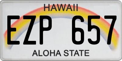 HI license plate EZP657