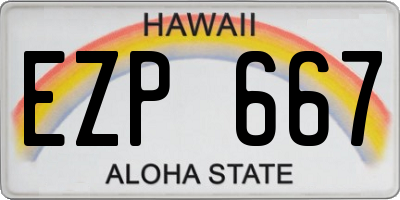 HI license plate EZP667