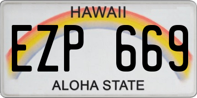HI license plate EZP669