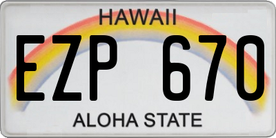 HI license plate EZP670