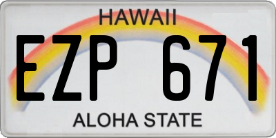 HI license plate EZP671