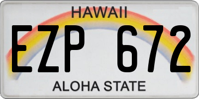 HI license plate EZP672