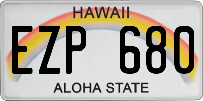 HI license plate EZP680