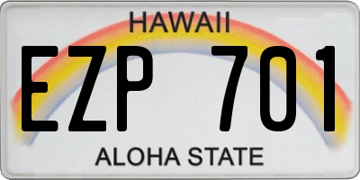 HI license plate EZP701