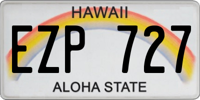 HI license plate EZP727