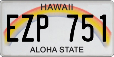 HI license plate EZP751