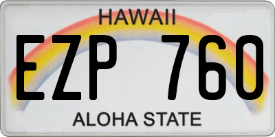 HI license plate EZP760