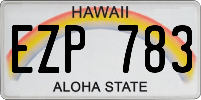 HI license plate EZP783