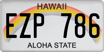 HI license plate EZP786