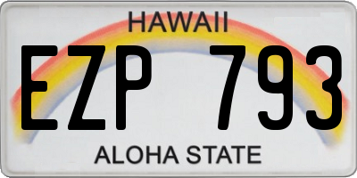 HI license plate EZP793
