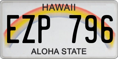 HI license plate EZP796