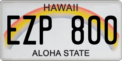HI license plate EZP800