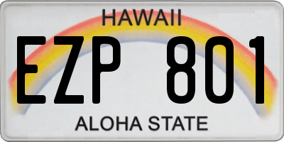 HI license plate EZP801