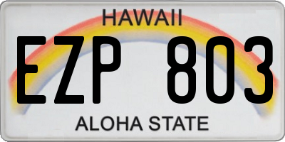 HI license plate EZP803