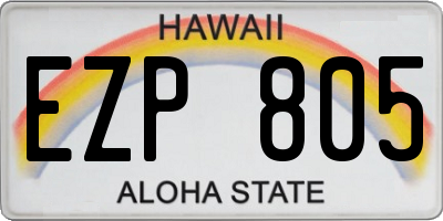 HI license plate EZP805