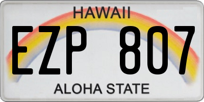 HI license plate EZP807