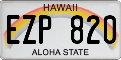 HI license plate EZP820