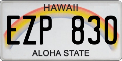 HI license plate EZP830