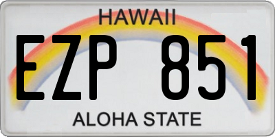 HI license plate EZP851