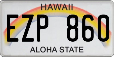 HI license plate EZP860
