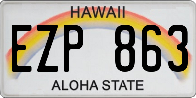 HI license plate EZP863