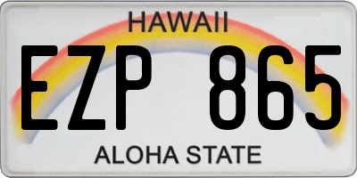 HI license plate EZP865