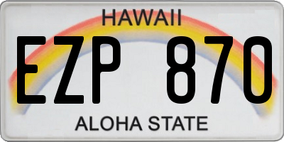 HI license plate EZP870
