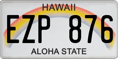 HI license plate EZP876