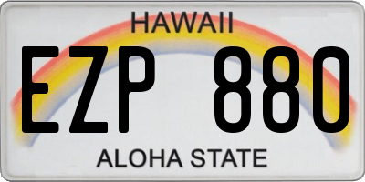 HI license plate EZP880
