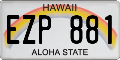 HI license plate EZP881