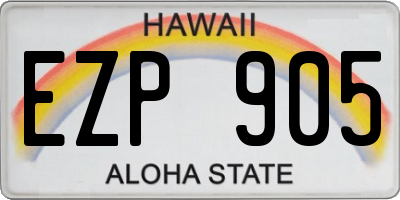 HI license plate EZP905