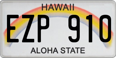HI license plate EZP910