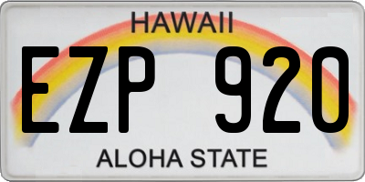 HI license plate EZP920