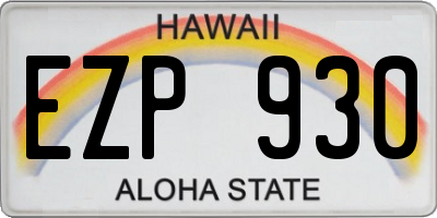 HI license plate EZP930