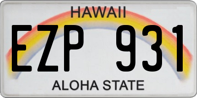 HI license plate EZP931