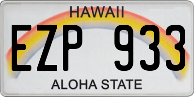 HI license plate EZP933