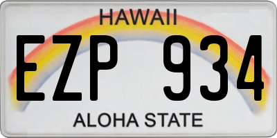 HI license plate EZP934